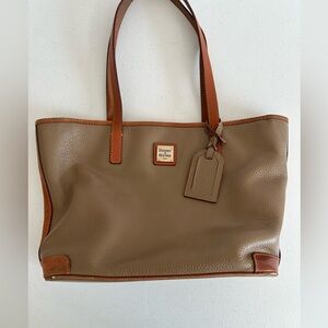 Dooney & Bourke Dark Tan/Khaki Color Leather Tote Bag Purse